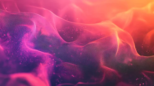 Glowing pink data waves drifting through sunset light.