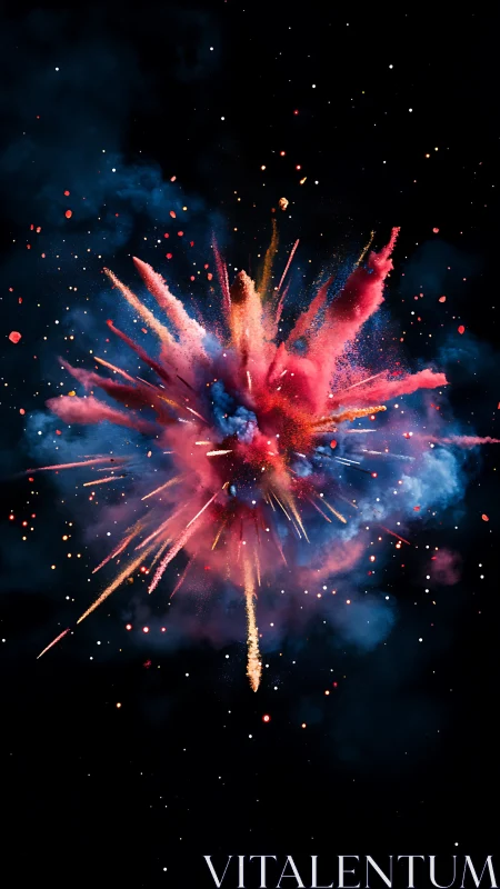 Digital nebula explosion with radial particle dispersion design.