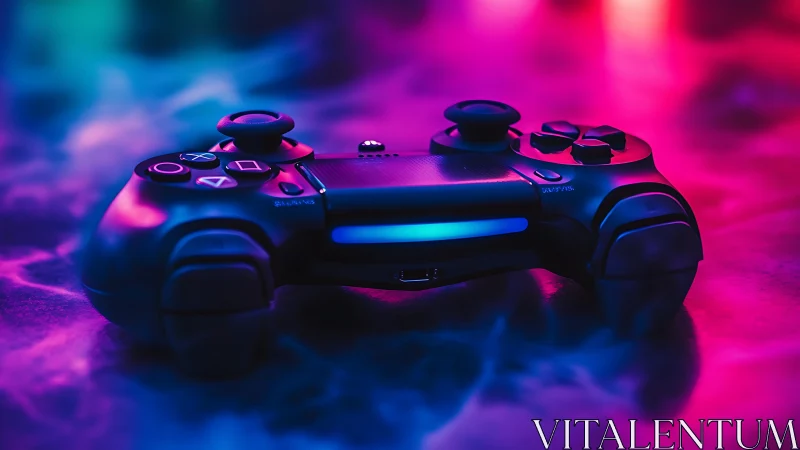 Neon Gaming Controller in Chromatic Light Environment