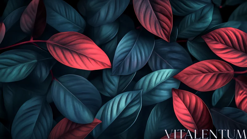 Velvet ember leaves drifting through deep midnight foliage.