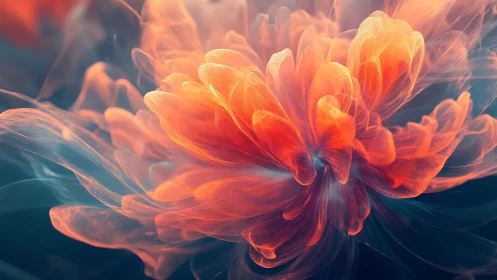Luminous abstract flower blooms in swirling ethereal light