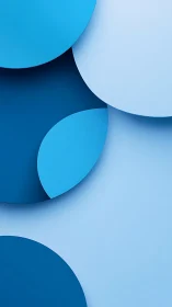 Overlapping blue circular forms on light blue background.