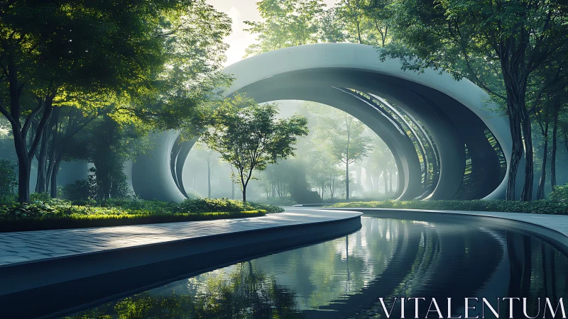 Whispering forest gateway bends light into quiet reflections