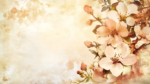 Blossoms Suspended in Sepia Dreams and Spring's Gentle Whisper.