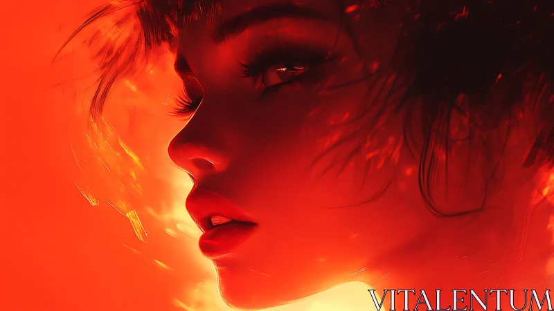 Warm-Toned Portrait with Dramatic Crimson Lighting.