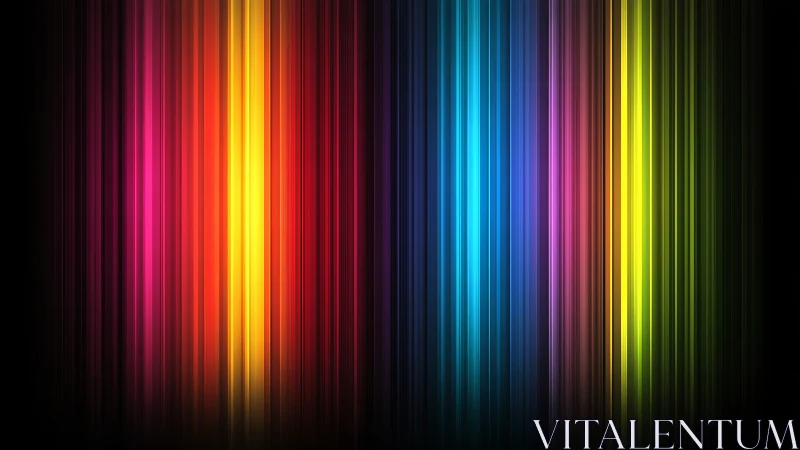 Vertical prismatic light bands in abstract digital spectrum study.