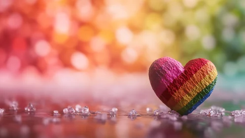 Rainbow Heart Glows Amid Sparkles in Dreamy Garden Setting