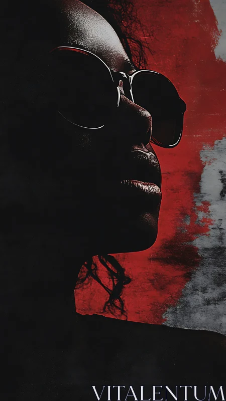 Side-profile portrait isolates subject against red textured field