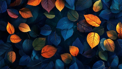 Contrasting orange and blue foliage pattern in dense layout.