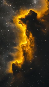 Luminous golden nebula ridge cuts through dense star field