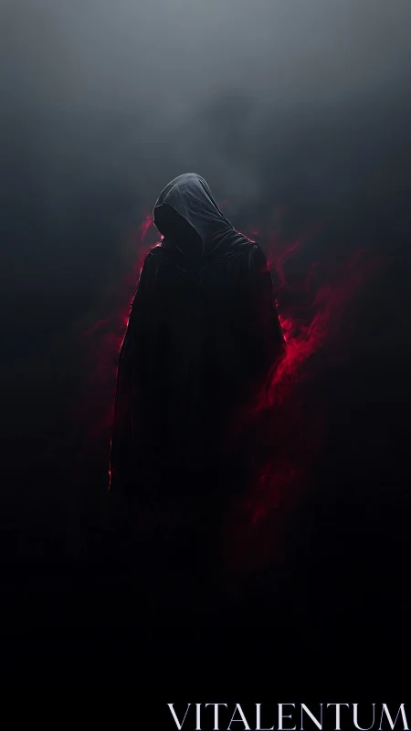 Hooded spectral figure shrouded in red smoke glow.