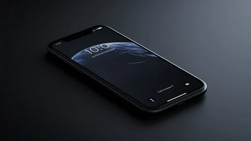 iPhone displaying elegant lock screen with digital interface.
