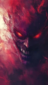 Infernal wraith emerging from swirling crimson smoke.