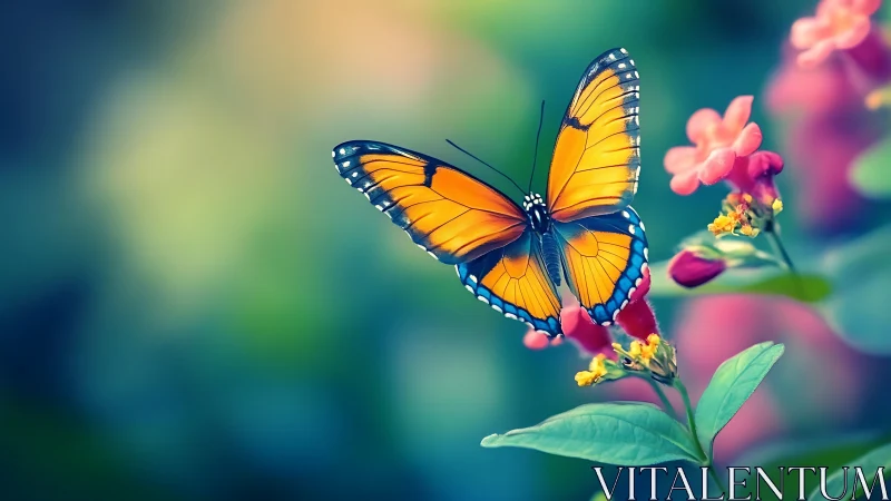 Vibrant orange butterfly captured in high-contrast macro focus