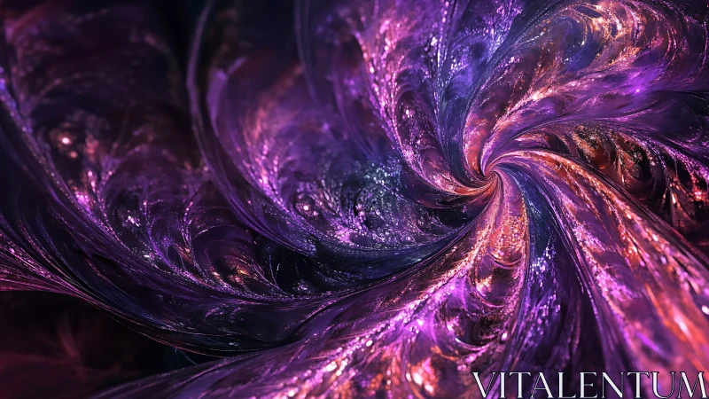 Fractal vortex with iridescent magenta filament turbulence field.