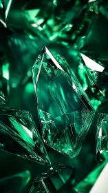 Emerald shards humming with crystalline neon forest light.