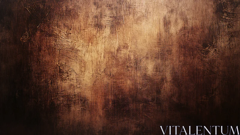 Heavily textured brown surface exhibits layered scuffs and patina