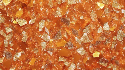 Orange glitter and foil texture with reflective shards.