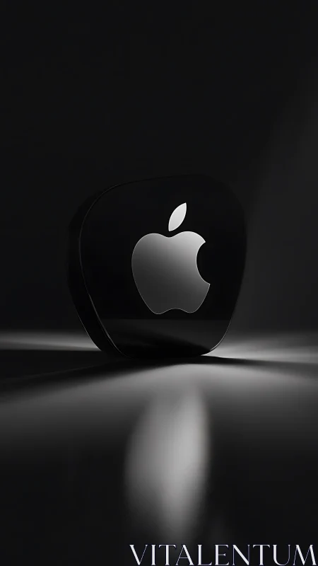 Apple Logo Three-Dimensional Rendering with Dramatic Chiaroscuro Lighting