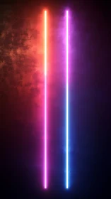 Vertical neon light bars cast colored volumetric glow gradients