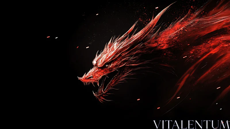 Scarlet comet dragon tears through the void in burning arcs