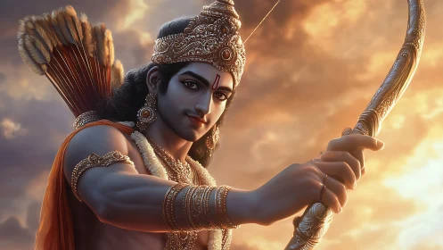 Mythic archer rendered with high-detail 3D lighting and materials