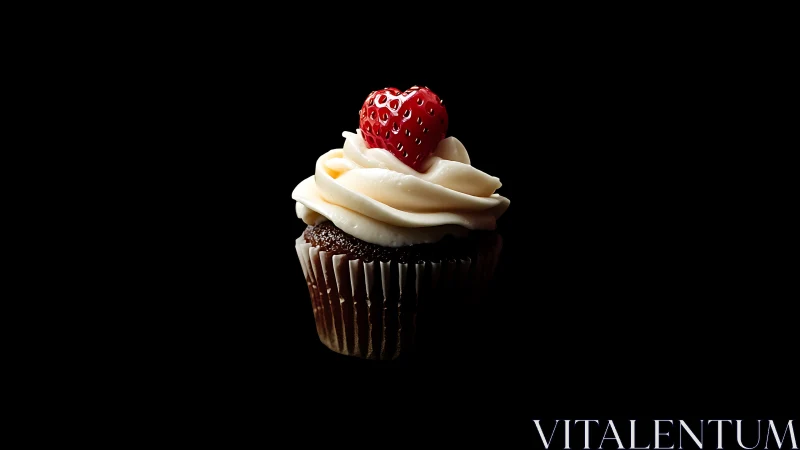 Decadent Chocolate Cupcake with Strawberry Topping.