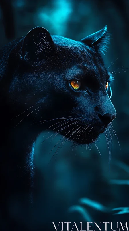 Midnight Panther Pierces Through Turquoise Dreams