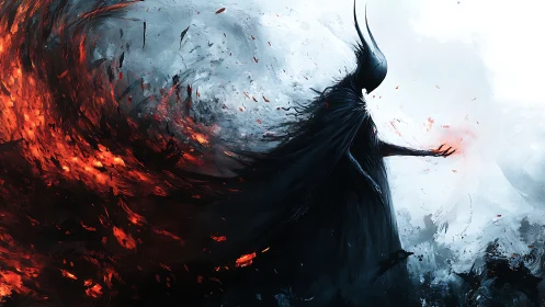 Shadow conjurer bends stormfire across a frozen void.