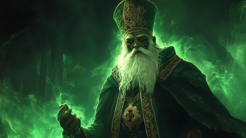 Necromancer high priest channels emerald spectral fire
