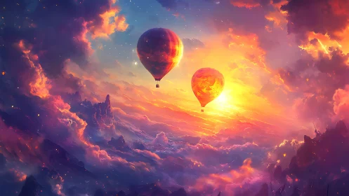 Sunset balloons drifting through a dream painted sky.