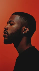 Serene profile silhouette bathed in molten ember light.