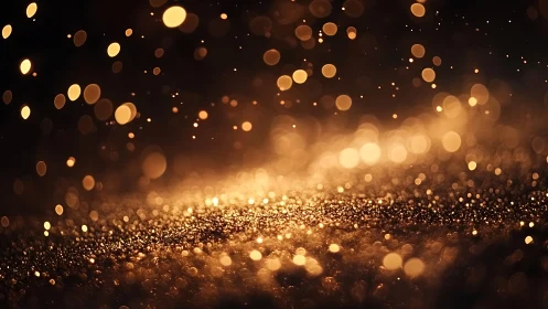 Golden bokeh dust shimmers softly in warm abstract light