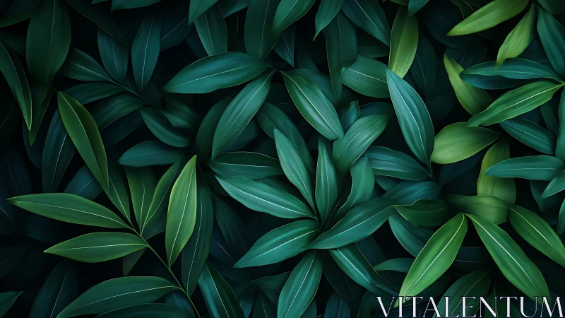 Symmetrical tropical foliage rendered in high-contrast digital realism