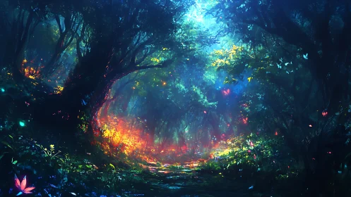 Glowing Portal in Mystical Forest Landscape.