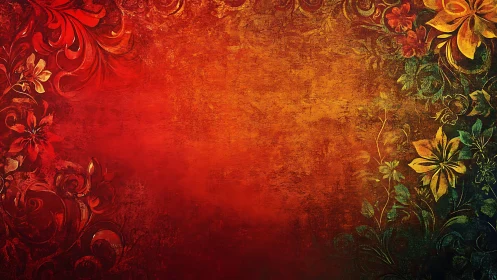 Warm floral flourish on glowing textured canvas background.