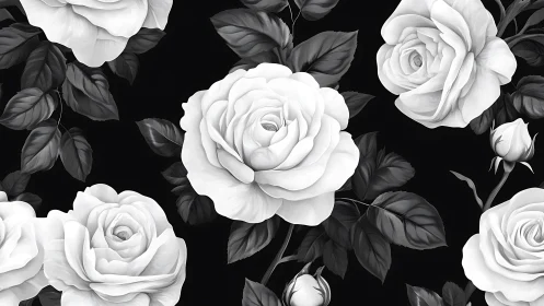 Elegant White Roses Dance in Shadow.