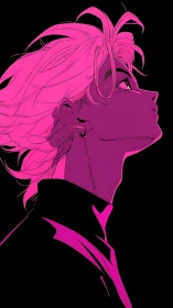 Profile portrait of stylized figure in high contrast neon