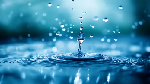 High-speed macro capture isolates rising water droplet column