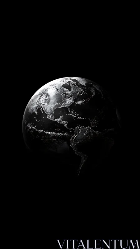 Quiet half-lit Earth rests gently in the deep black cosmos