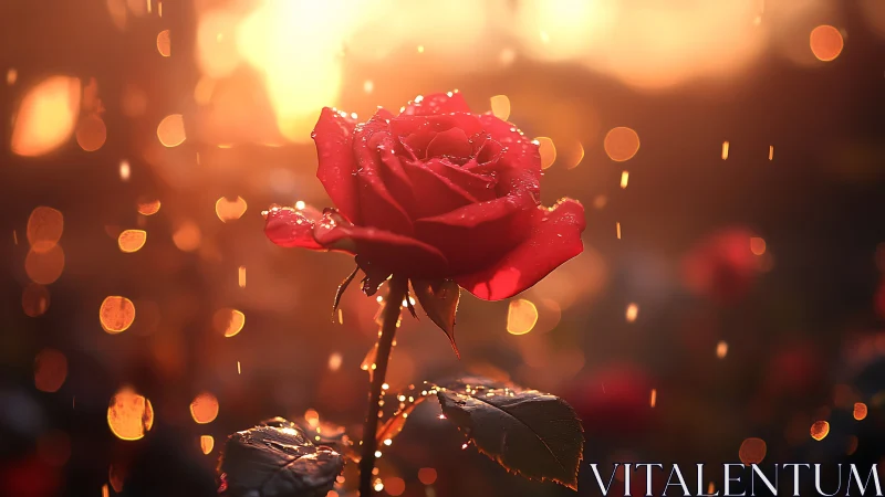 A Radiant Red Rose Glows with Enchanting Light