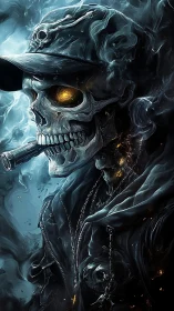 Midnight rider of smoke and embers in a haunted hoodie.