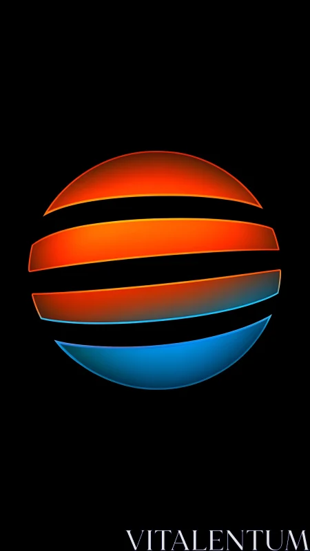 Geometric split sphere with dual-tone gradient glow design.