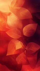 Translucent gradient leaves overlap in warm red-orange bokeh field