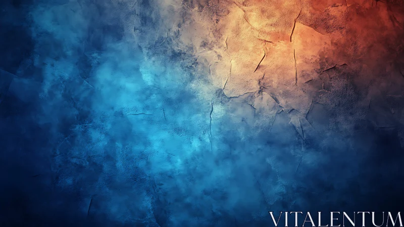 Bicolor textured wall with deep blue and warm orange gradient