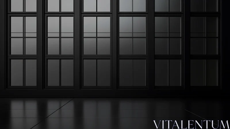 Midnight grid of silent windows polishes the dark room