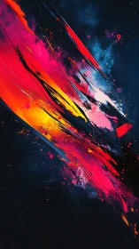 Diagonal motion of multicolor digital paint streaks on black