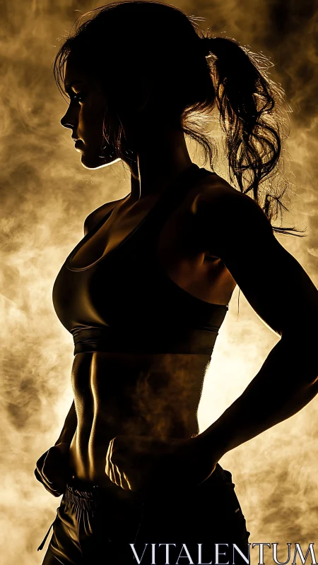 Fitness silhouette captures powerful female athletic form.