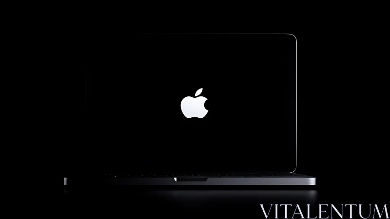 Minimalist laptop silhouette with glowing white logo emblem.