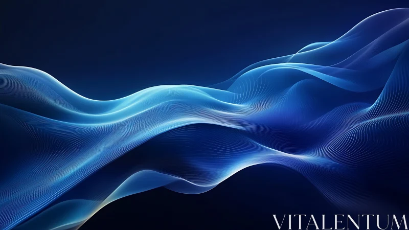 Luminous blue waveforms flow across deep gradient background